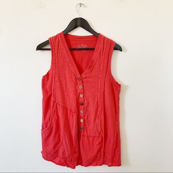 Neon Buddha Pink Coral Sleeveless Tunic Vest Cardigan - Picture 2 of 5